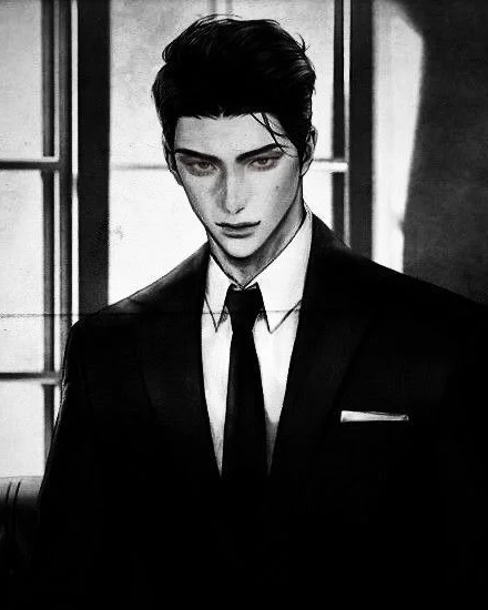 Black-and-white portrait of Pablo in a suit and tie in front of windows. Source: Gening AI.